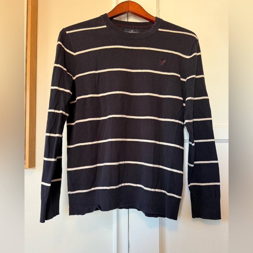 American Eagle Vintage Classic Women’s Navy Striped Sweater 100% Cotton Size M